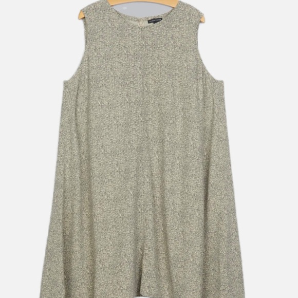 Eileen Fisher Sleeveless Midi Dress Broken Chevron Print Medium Gray/Beige Black - Picture 10 of 11